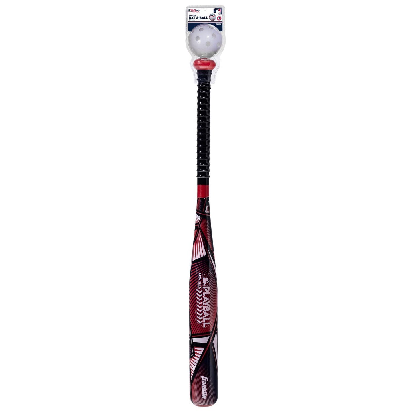 MLB Slammin Bat and Ball Set with wood-grain texture and 30" pro-style bat
