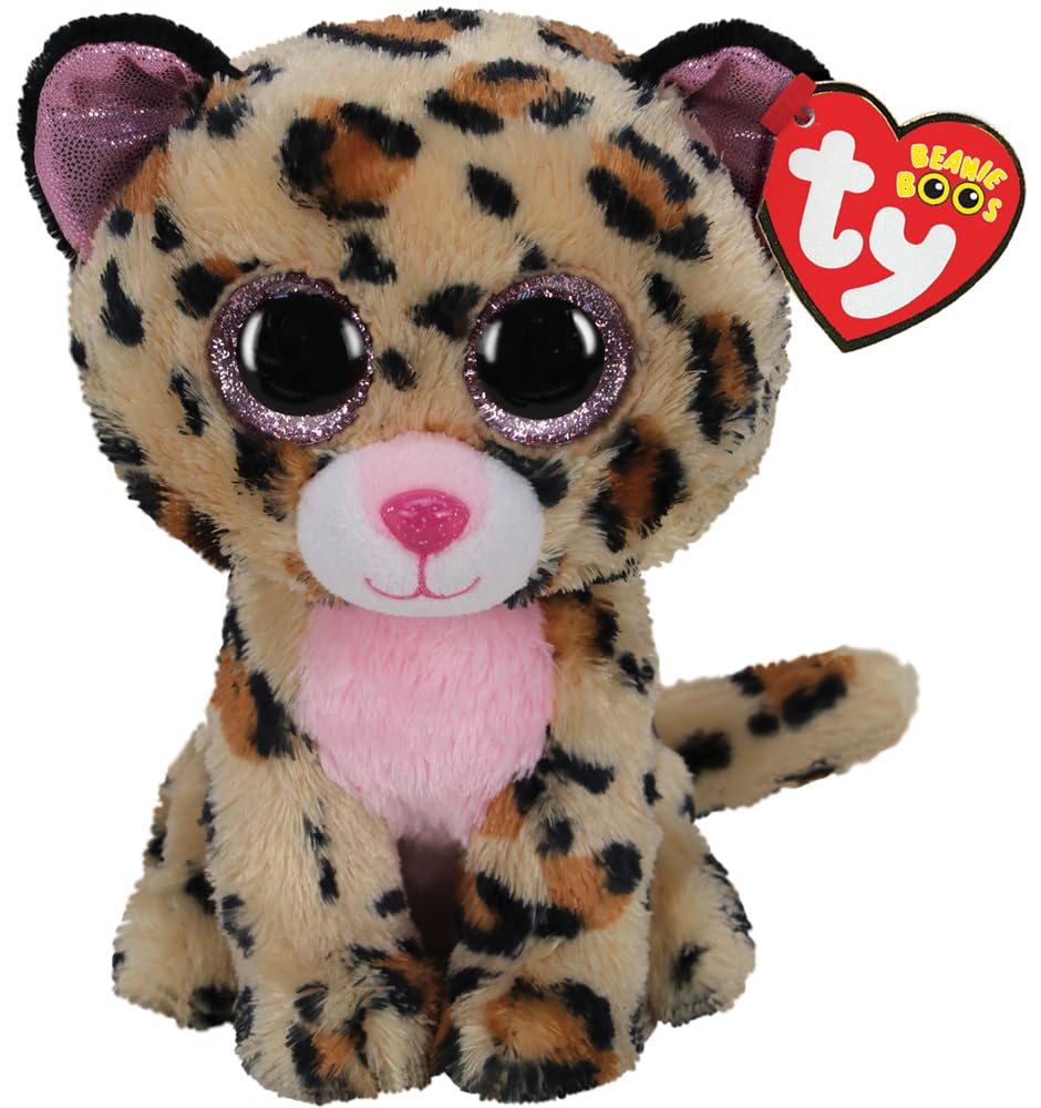 Ty Beanie Boos Livvie Leopard Stuffed Animal with shimmering glitter eyes