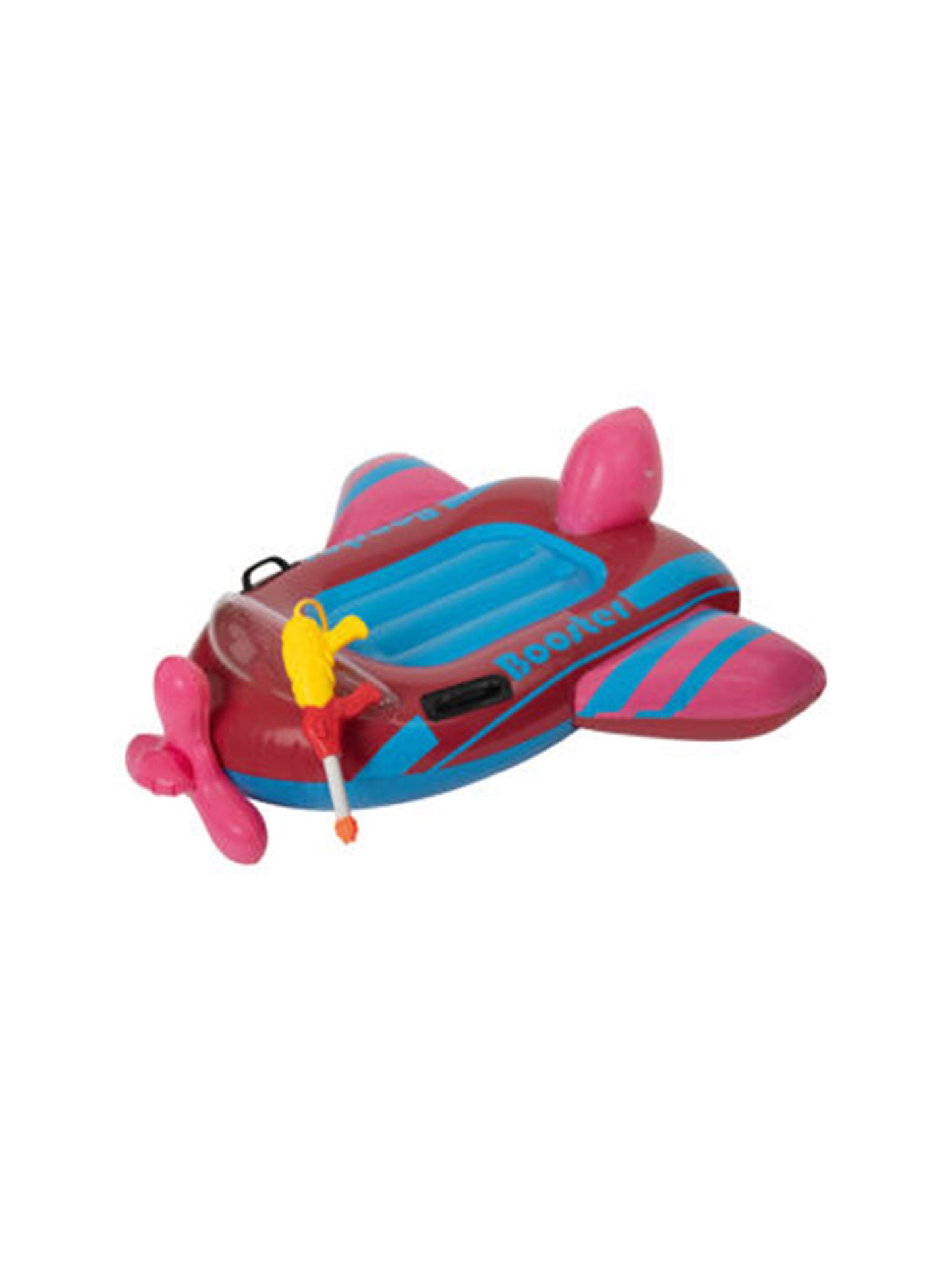 Inflatable water plane with two sturdy handles and two main air chambers for safe and fun water play