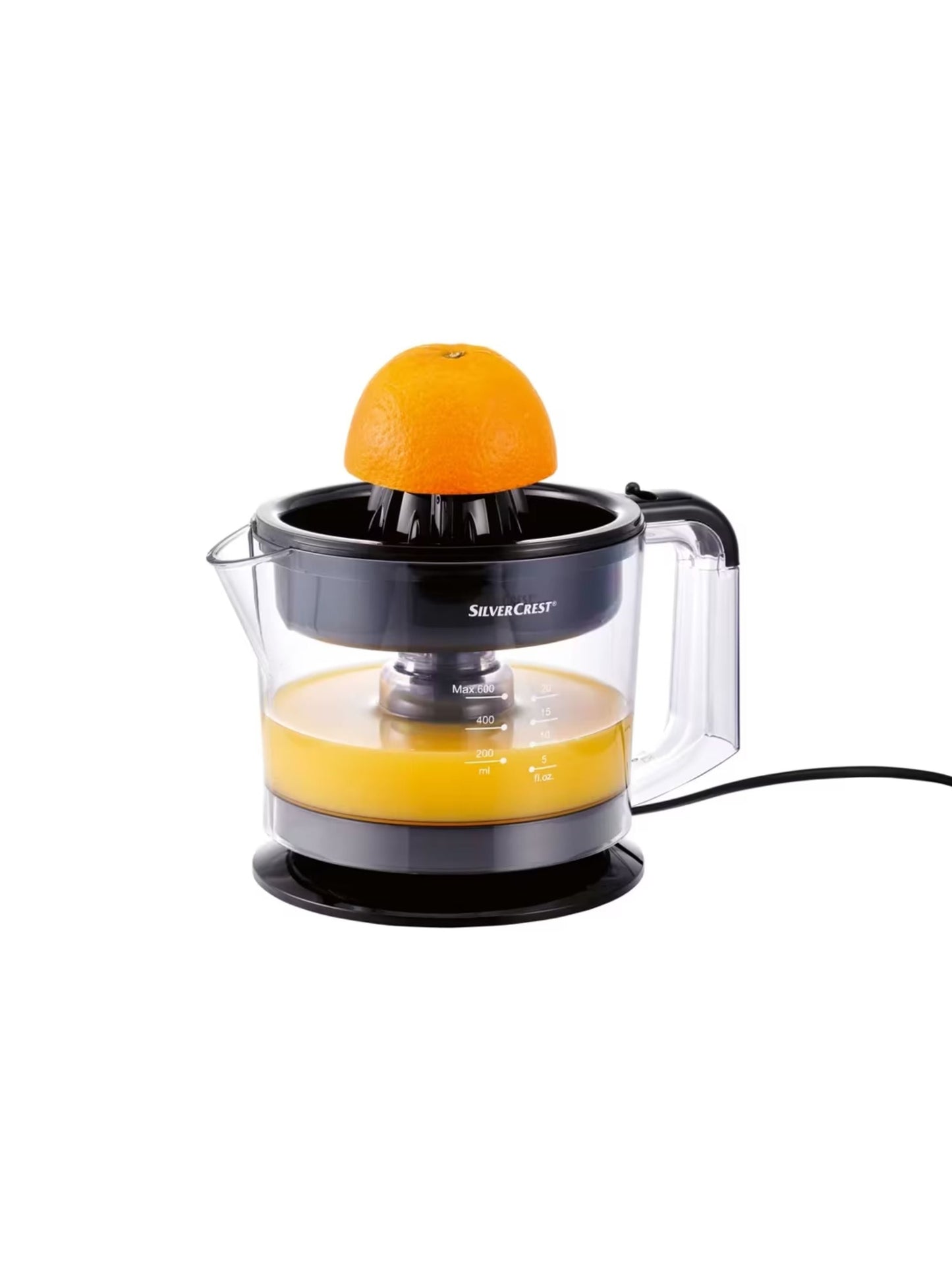 Silver Crest Citrus Juicer with adjustable pulp filter and detachable parts