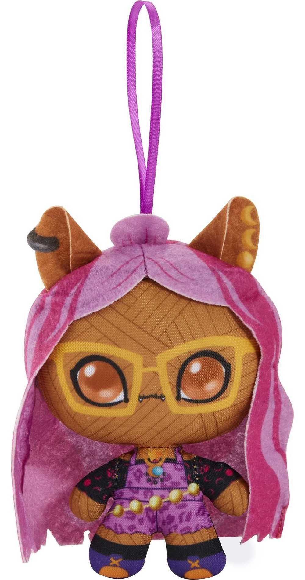 4-inch Monster High Clawdeen Wolf plush doll with an attachable ribbon