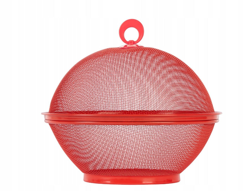 Red metal fruit basket from Livarno Home, perfect for storing and displaying fruits