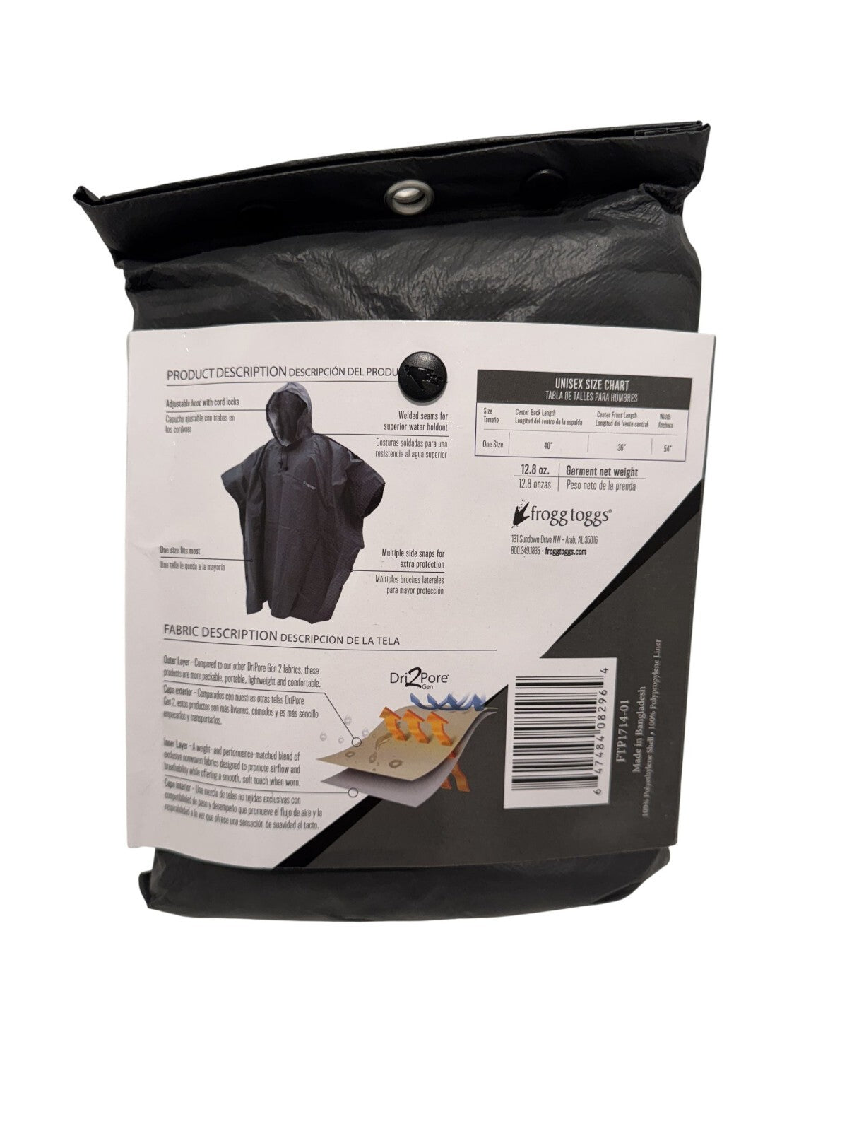 Frogg Toggs Ultra-Lite 2 Unisex Rain Poncho Suit