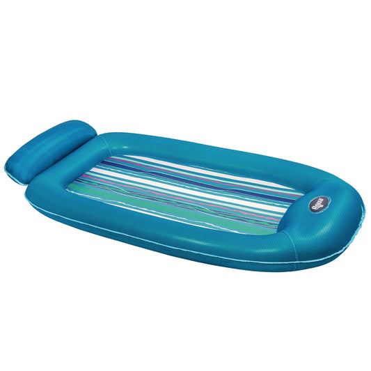 Aqua Leisure Deluxe Comfort Lounge pool float with Cool Weave mesh technology and DuoLock Inflation System
