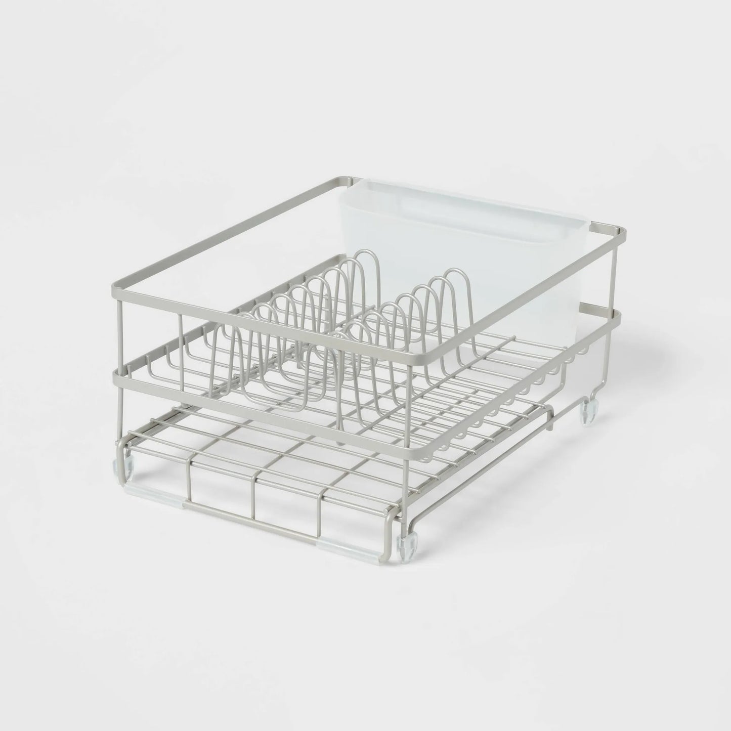 Brightroom Space Saver Steel Dish Rack with Utensil Tray in matte nickel finish