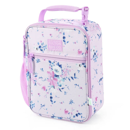 Fulton Bag Co. Floral Lilac Upright Lunch Bag with zipper closure and hard liner