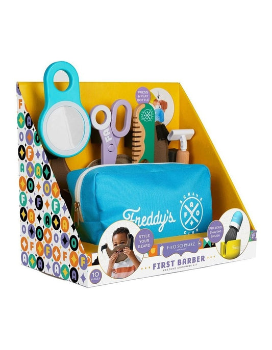 FAO Schwarz First Barber Pretend Grooming Kit with 10 pieces for kids