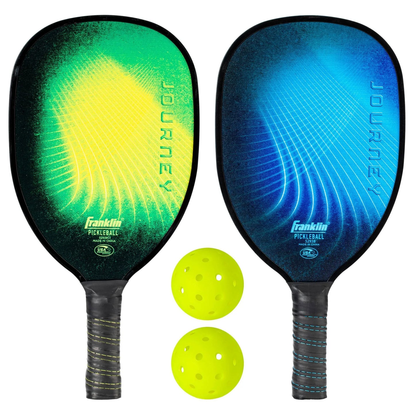 Franklin Sports 2 Player Wood Journey Pickleball Paddle and Ball Set - Blue