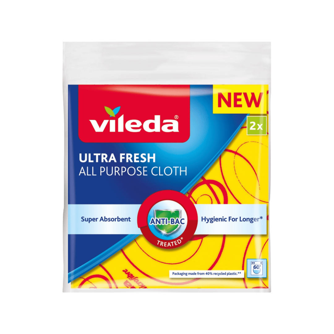 Vileda All Purpose Cloth Ultra Fresh in yellow color, 2 pieces set