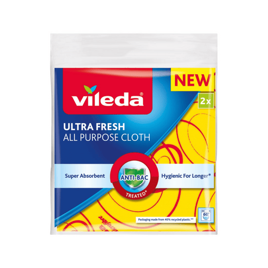 Vileda All Purpose Cloth Ultra Fresh in yellow color, 2 pieces set
