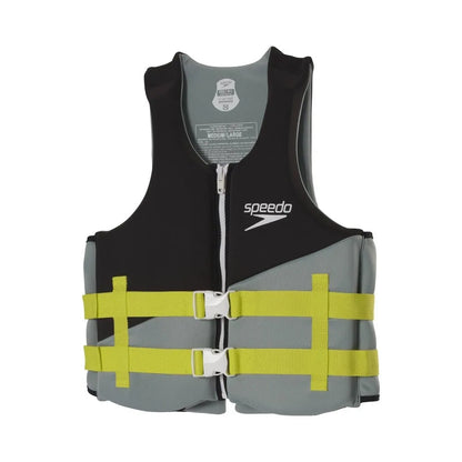 Speedo Adult Aquaprene Life Vest in Black and Lime Green with adjustable chest straps