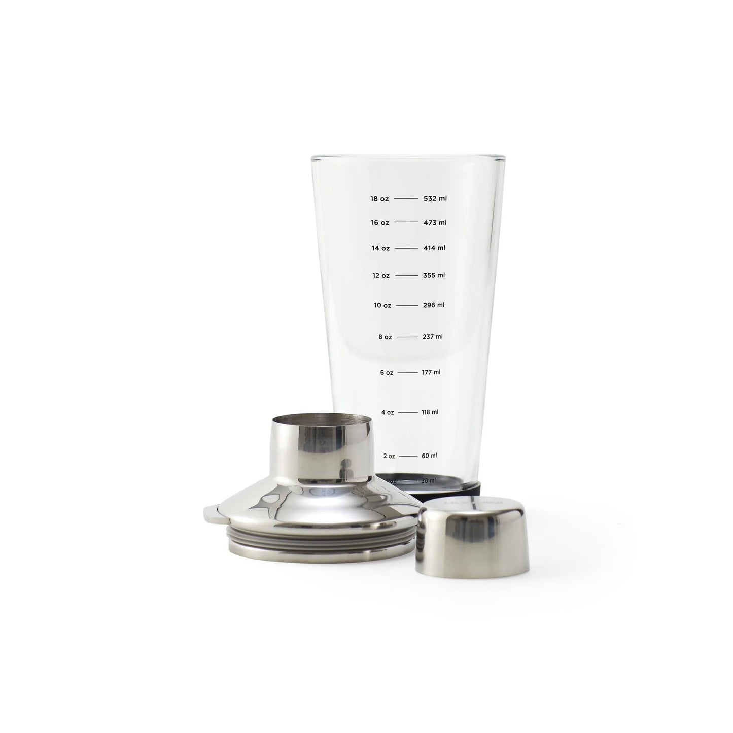 Houdini Glass Cocktail Shaker with Integrated Strainer