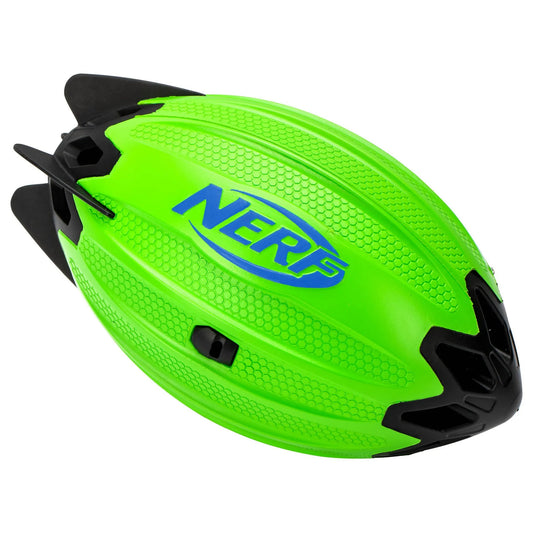 NERF Vortex Rocket Football in green with built-in air holes and integrated tail for aerodynamic efficiency