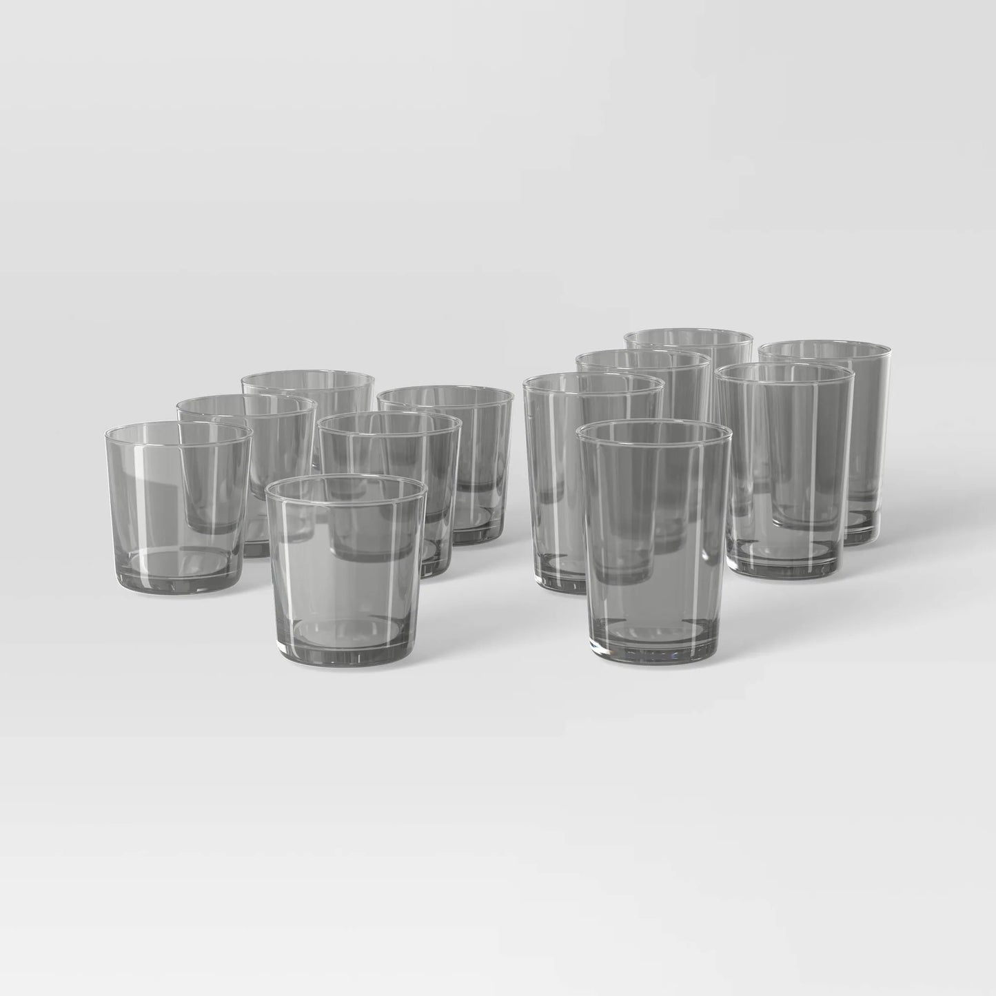 12-Pack Mixed Bower Tumbler Set from Threshold™ in gray color with two distinct sizes