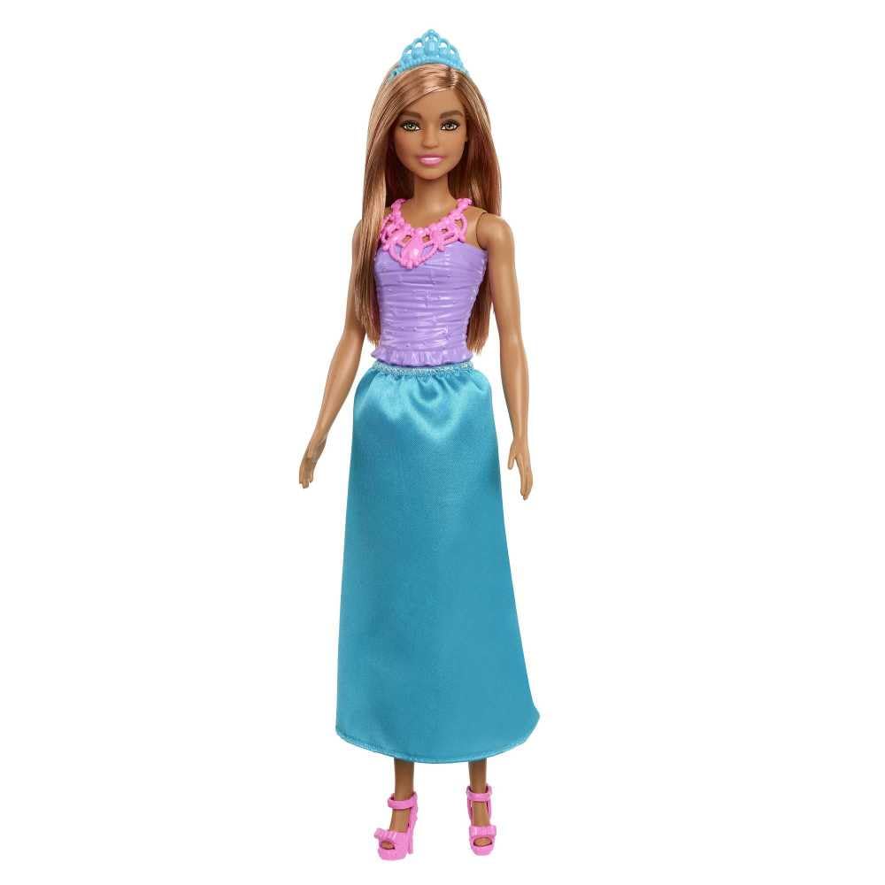 Barbie Dreamtopia Doncella doll wearing a blue satin skirt and purple corset with star and gemstone details