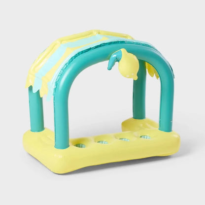 Bright lemonade cabana print water float with roomy design for comfortable lounging