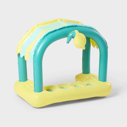 Bright lemonade cabana print water float with roomy design for comfortable lounging