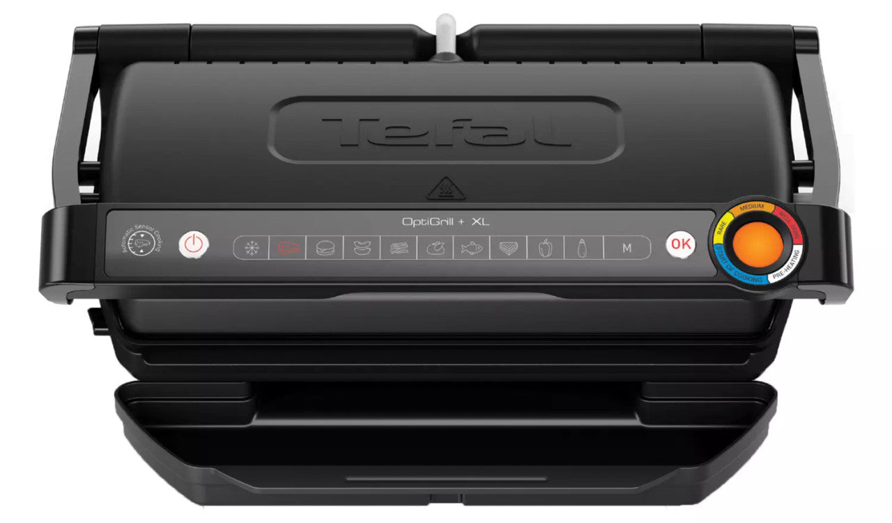 Tefal OptiGrill+ XL Intelligent Health Grill with black exterior and stainless steel accents