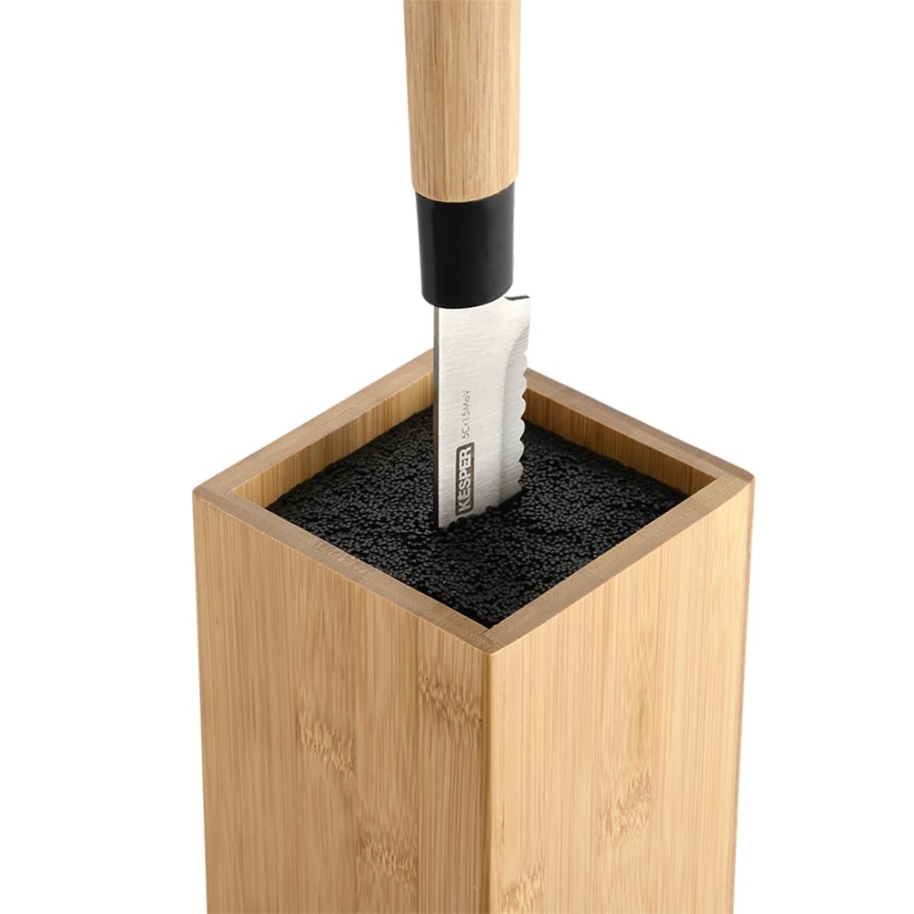 Kesper Bamboo Knife Block with Removable Plastic Bristles