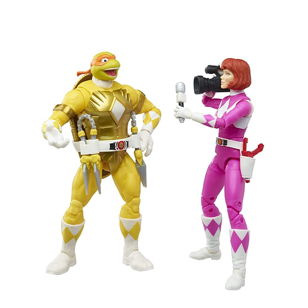 Hasbro MMPR/TMNT Lightning Mike and April as Yellow and Pink Rangers Action Figure 2-Pack