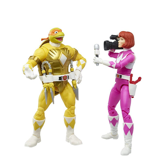 Hasbro MMPR/TMNT Lightning Mike and April as Yellow and Pink Rangers Action Figure 2-Pack