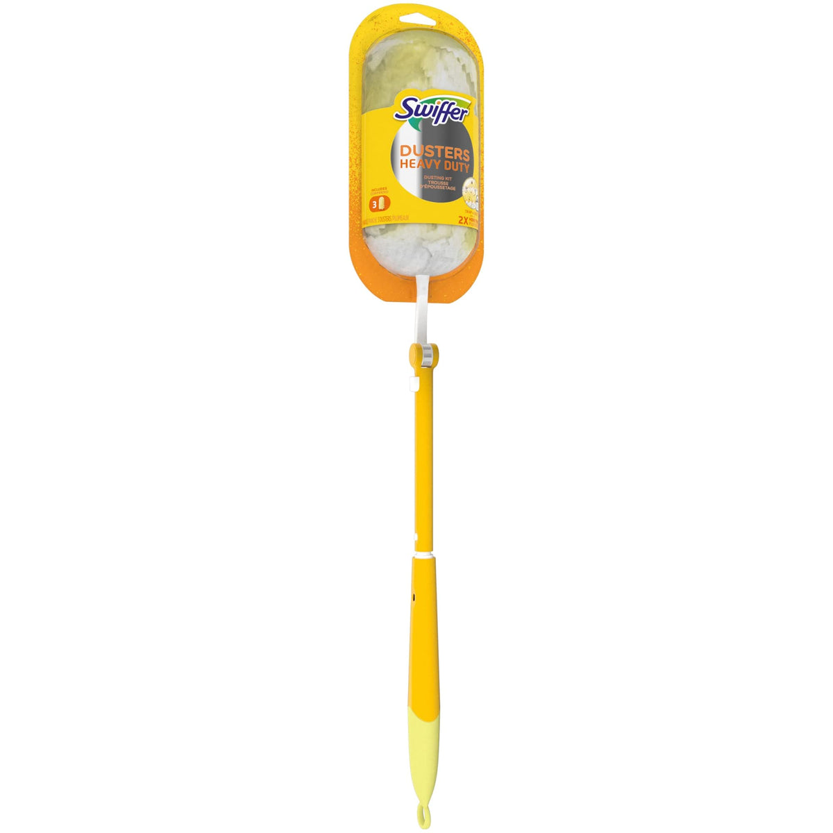 Swiffer Heavy Duty Extendable Handle Dusting Kit with green feathers and extendable handle