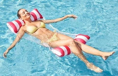 Red Livarno inflatable swimming hammock, perfect for lounging in the water