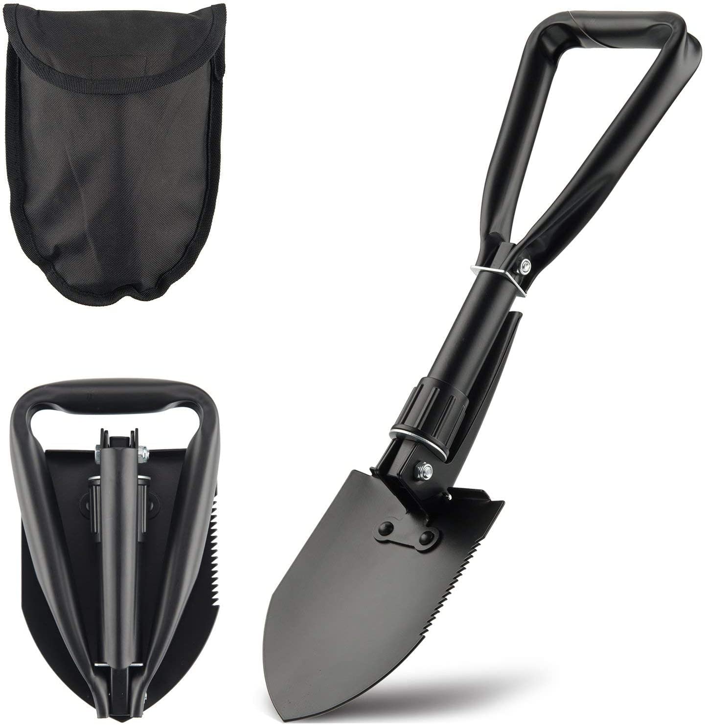 GO2CAMPS portable folding shovel with nylon carrying pouch