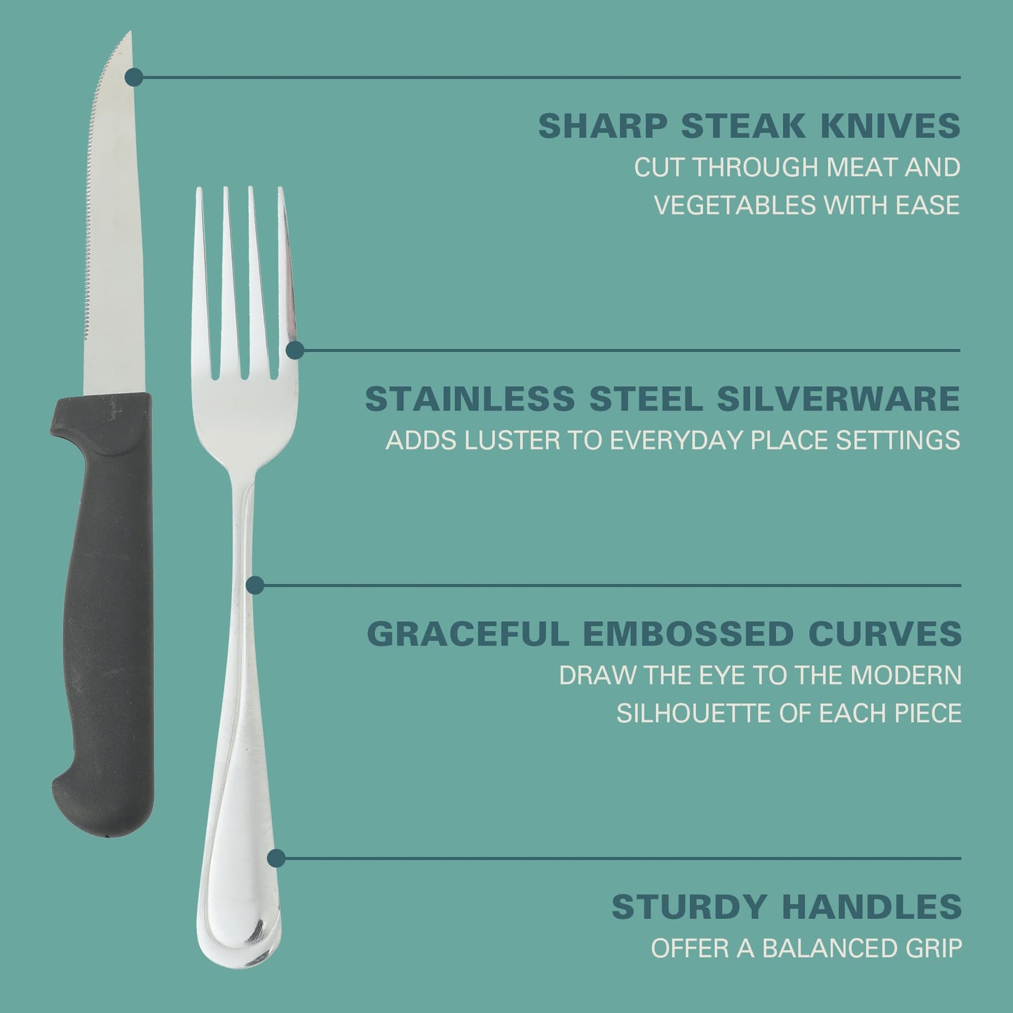 Gibson Home Trillium Plus 24-Piece Stainless Steel Flatware Set