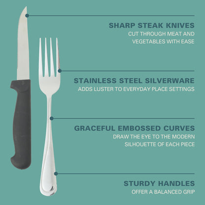 Gibson Home Trillium Plus 24-Piece Stainless Steel Flatware Set