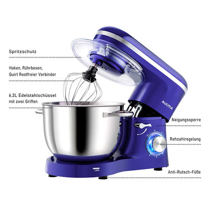 Aucma 1400W Food Processor with 6.2L Stainless Steel Bowl