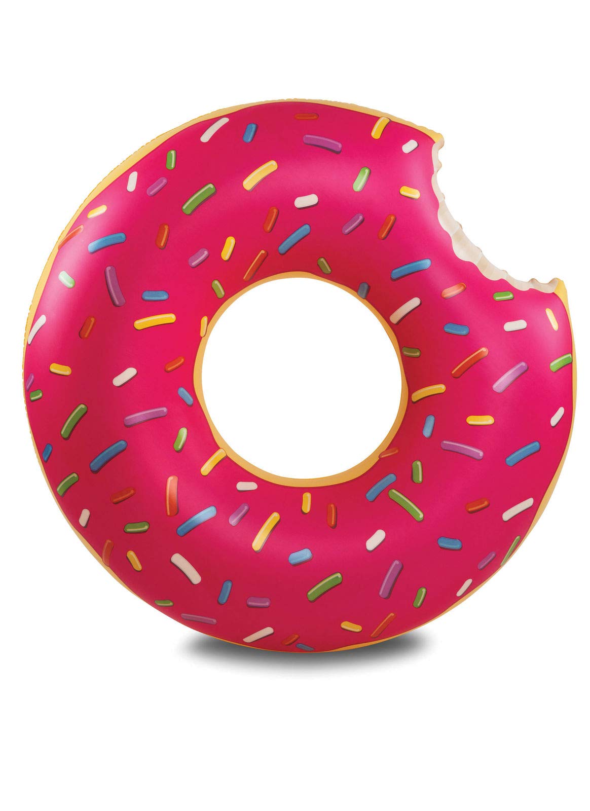 BigMouth Donut Inflatable Pool Float in multi-coloured design, over 4 feet wide