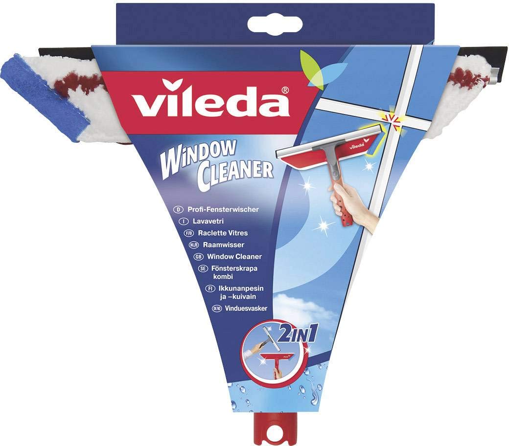 Vileda Professional Handheld Window Cleaner with microfiber cloth, cleaning PP red zone, and agitation strip