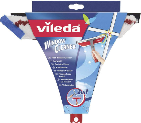 Vileda Professional Handheld Window Cleaner with microfiber cloth, cleaning PP red zone, and agitation strip