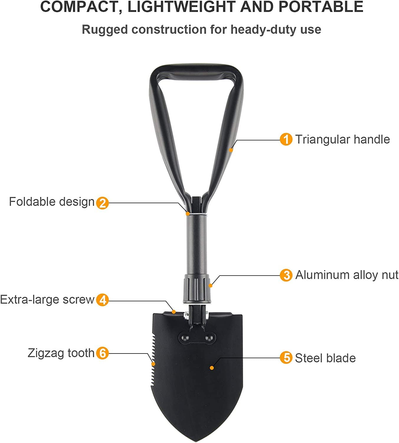 GO2CAMPS Collapsible Camping Shovel with Nylon Pouch