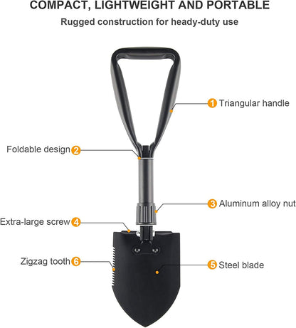 GO2CAMPS Collapsible Camping Shovel with Nylon Pouch