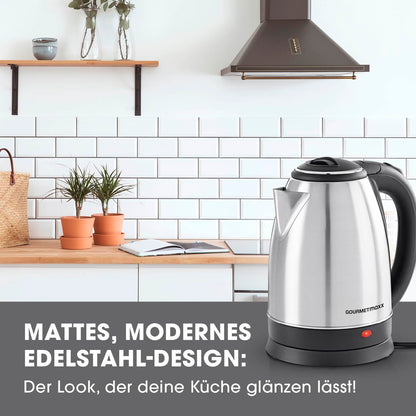 GOURMETmaxx Stainless Steel Kettle with 360° Base and Shut-Off Function