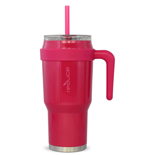 Reduce 40 oz tumbler with handle and straw, featuring a sip-it-your-way lid in orchid color