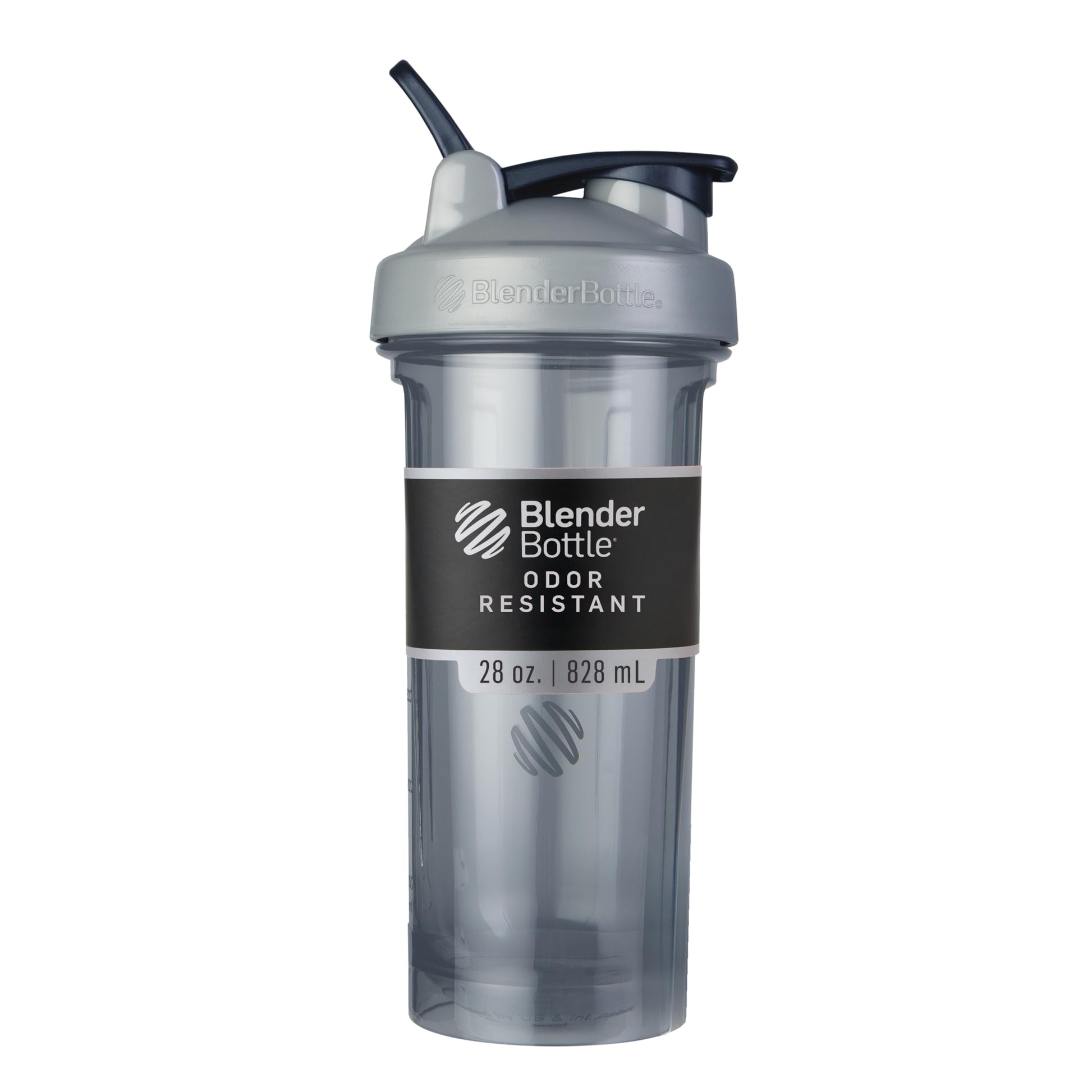 BlenderBottle Pro Series Shaker Bottle in full-color grey with 28-ounce capacity