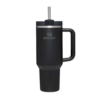 Stanley Quencher H2.0 Flowstate Tumbler with straw, handle, and lid in black color