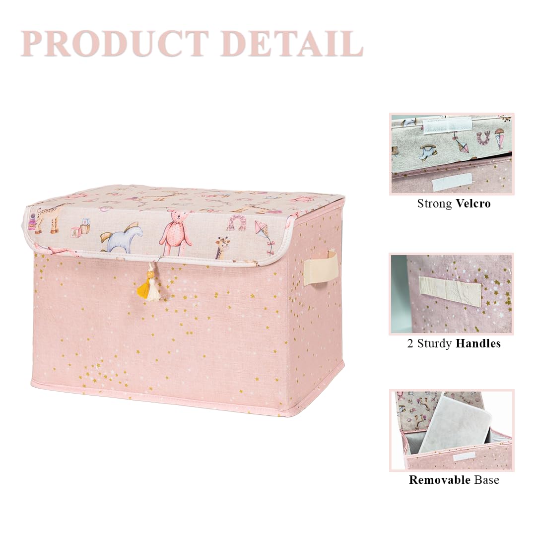 Pazar Kapısı Foldable Storage Bin Cube Organizer with Lid, Pink