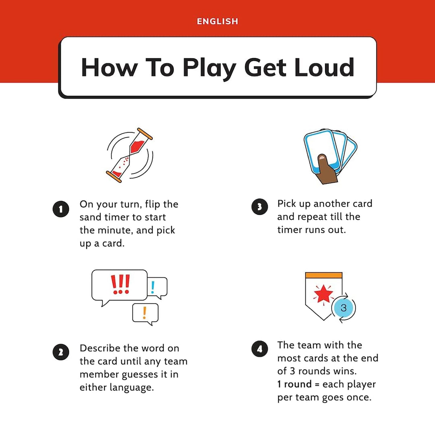 Tragos Get Loud Bilingual Guessing Word Game