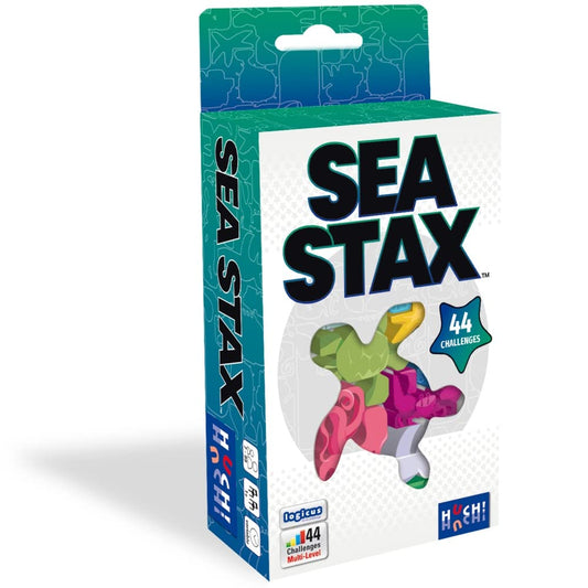HUCH! Sea Stax logic game with colorful sea creature pieces and task cards