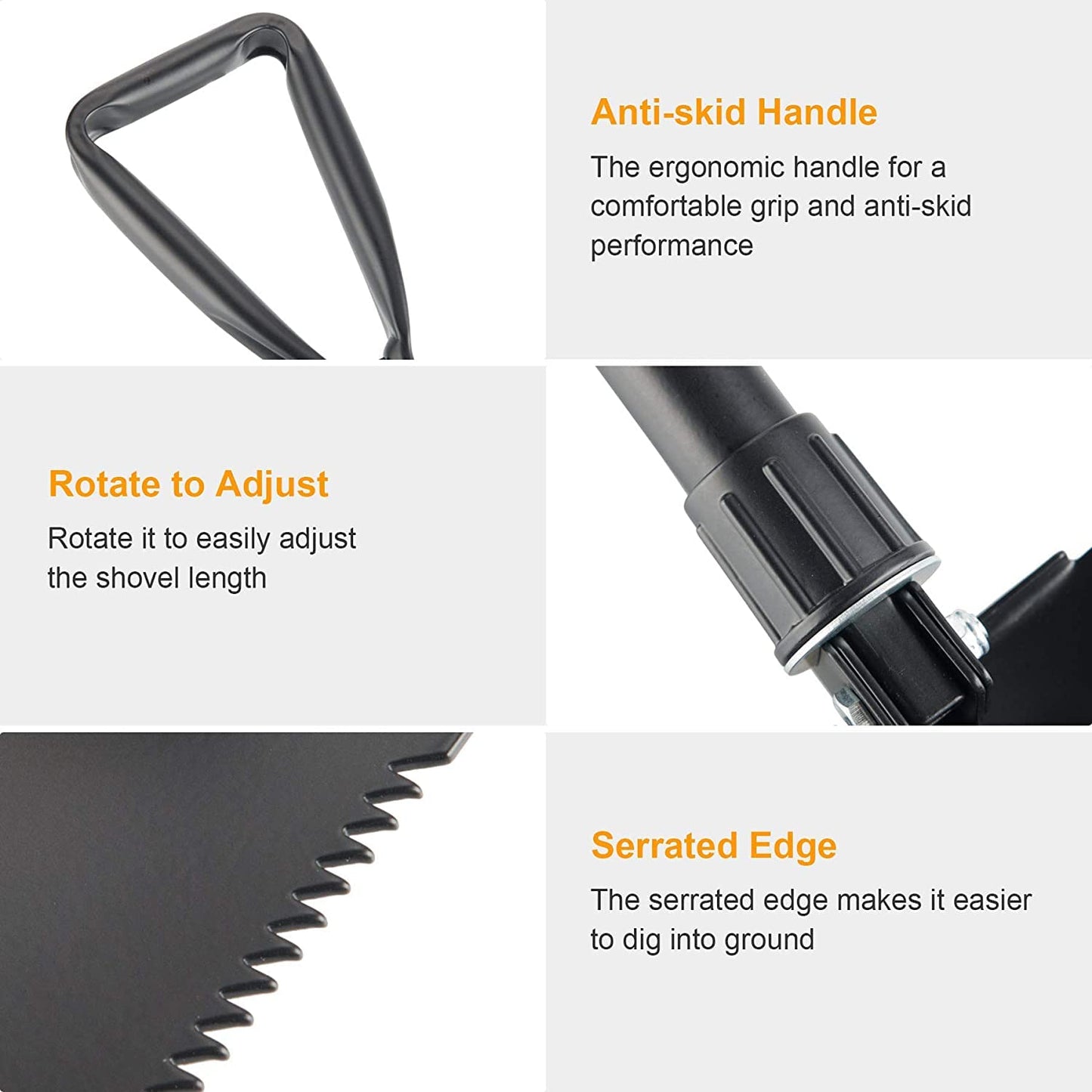 GO2CAMPS Collapsible Camping Shovel with Nylon Pouch