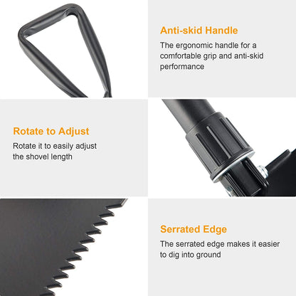 GO2CAMPS Collapsible Camping Shovel with Nylon Pouch