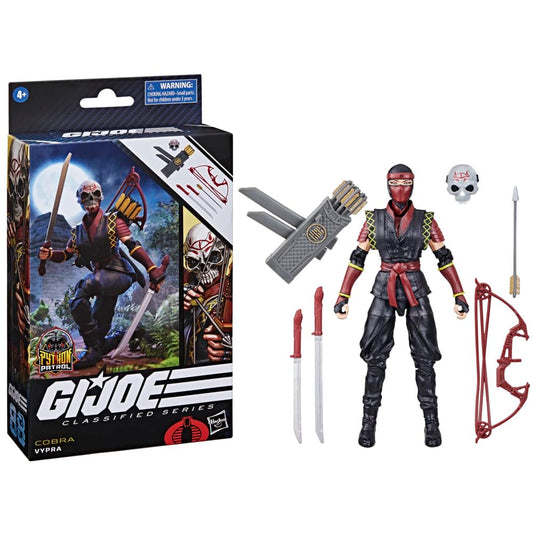 G.I. Joe Classified Series Python Patrol Vypra action figure with 6 accessories, featuring a modern design and high poseabili