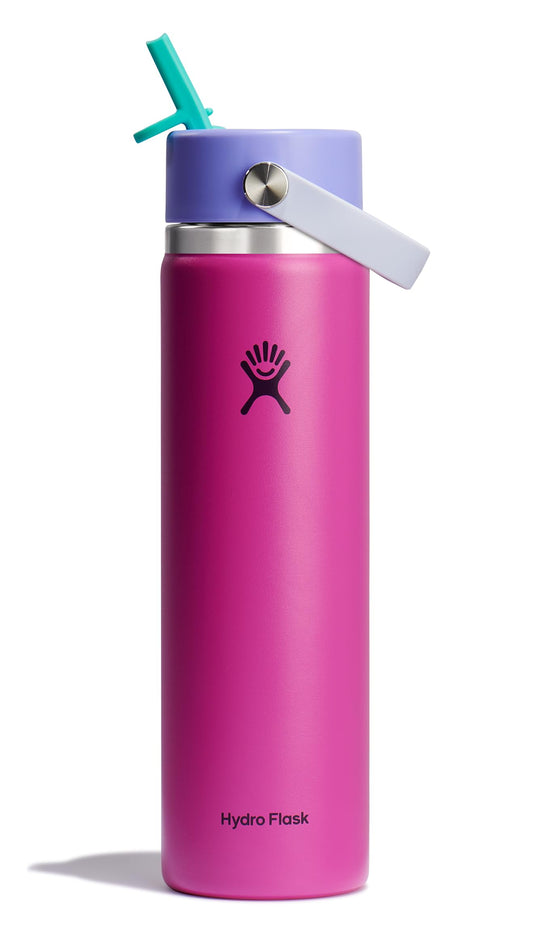 Hydro Flask 24 oz Wide Mouth Water Bottle with Flex Straw Cap in Holiday Punch color