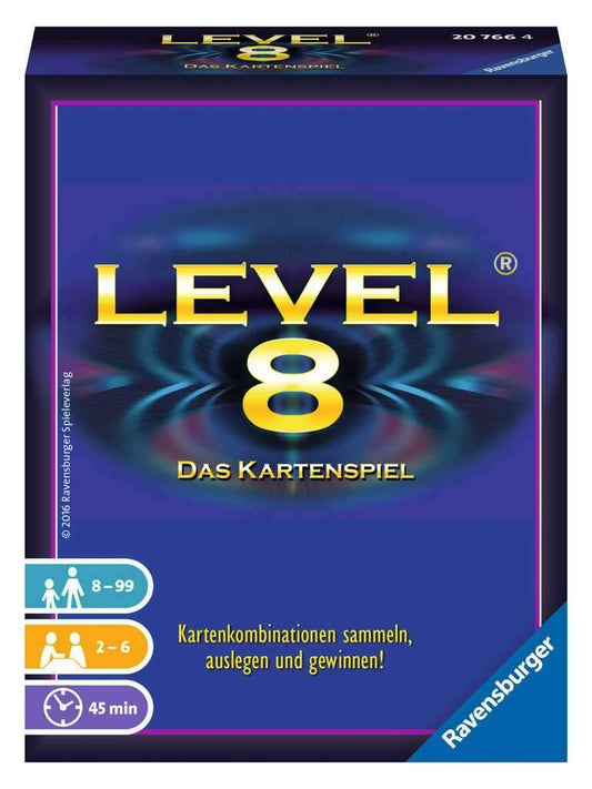 Ravensburger Level 8 card game with a white box and colorful design