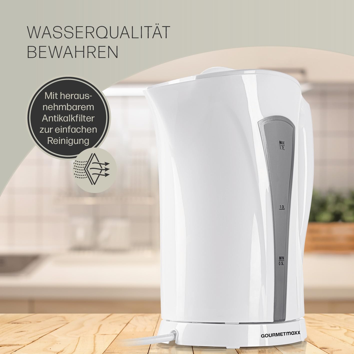 GOURMETmaxx 1.7L Kettle with Automatic Shut-Off and Easy Clean Filter