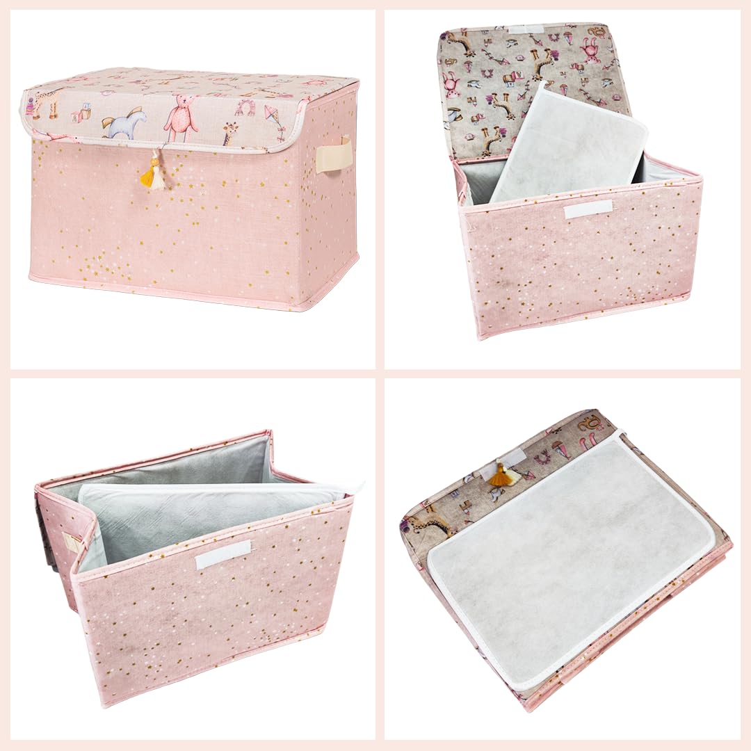 Pazar Kapısı Foldable Storage Bin Cube Organizer with Lid, Pink